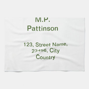 Simple minimal green add your text name photo cust kitchen towel