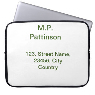 Simple minimal green add your text name photo cust laptop sleeve