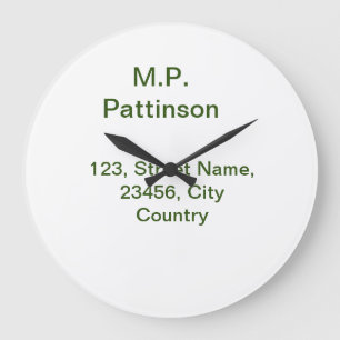 Simple minimal green add your text name photo cust large clock