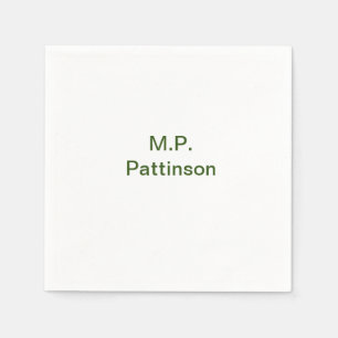 Simple minimal green add your text name photo cust napkin