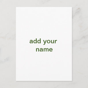 Simple minimal green add your text name photo cust postcard