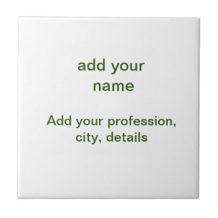 Simple minimal green add your text name photo cust tile