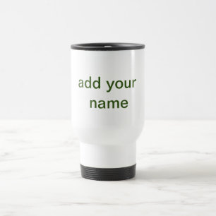 Simple minimal green add your text name photo cust travel mug