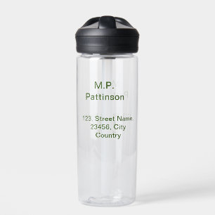 Simple minimal green add your text name photo cust water bottle