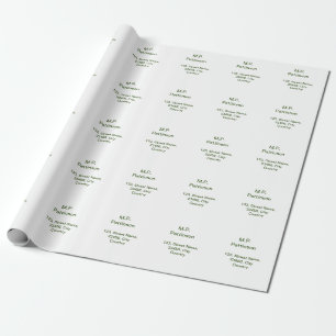 Simple minimal green add your text name photo cust wrapping paper