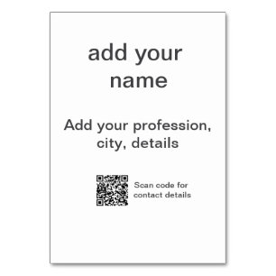 Simple minimal green add your text name scan QR co Table Number
