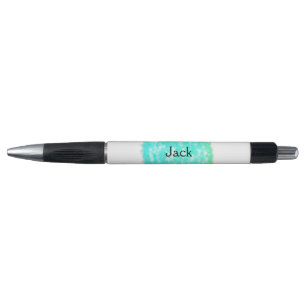 Simple minimal green blue glitter add name sparkle pen