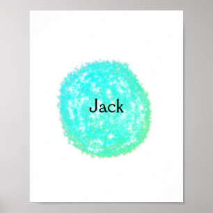 Simple minimal green blue glitter add name sparkle poster