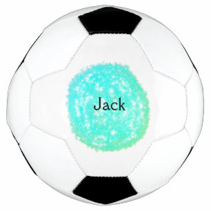 Simple minimal green blue glitter add name sparkle soccer ball
