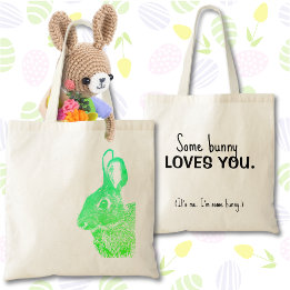 Simple Minimal Green Grass Gradient Easter Bunny Tote Bag