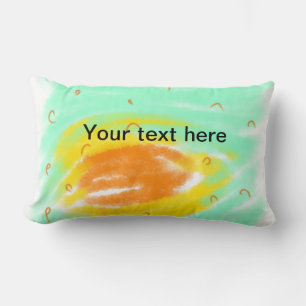 Simple minimal green orange watercolor add text na lumbar pillow