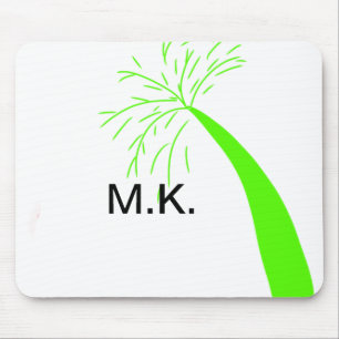Simple Minimal green tree coconut monogram Throw P Mouse Pad