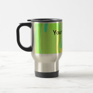 Simple minimal green watercolor glitter add text t travel mug