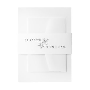 Simple Minimal Hand Drawn Cherry Blossom  Invitation Belly Band
