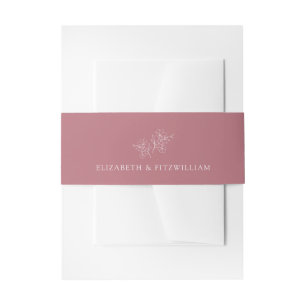 Simple Minimal Hand Drawn Pink Cherry Blossom  Invitation Belly Band