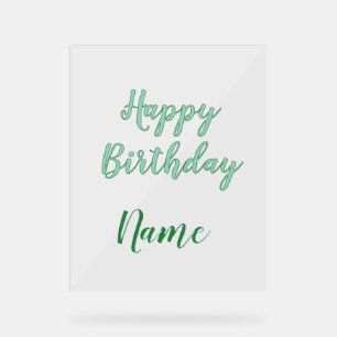 simple minimal happy birthday add your name acrylic sign