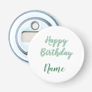 simple minimal happy birthday add your name  bottle opener