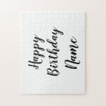 simple minimal happy birthday add your name card jigsaw puzzle<br><div class="desc">designed for you</div>
