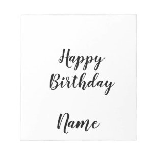 simple minimal happy birthday add your name card  notepad