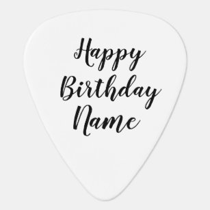 simple minimal happy birthday add your name  guitar pick