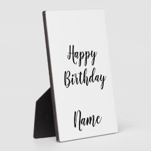 simple minimal happy birthday add your name  plaque
