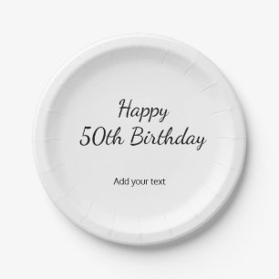 simple minimal happy birthday add your text name p paper plate
