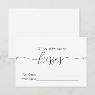 Simple Minimal How Many Kisses Bridal Shower Game Invitation