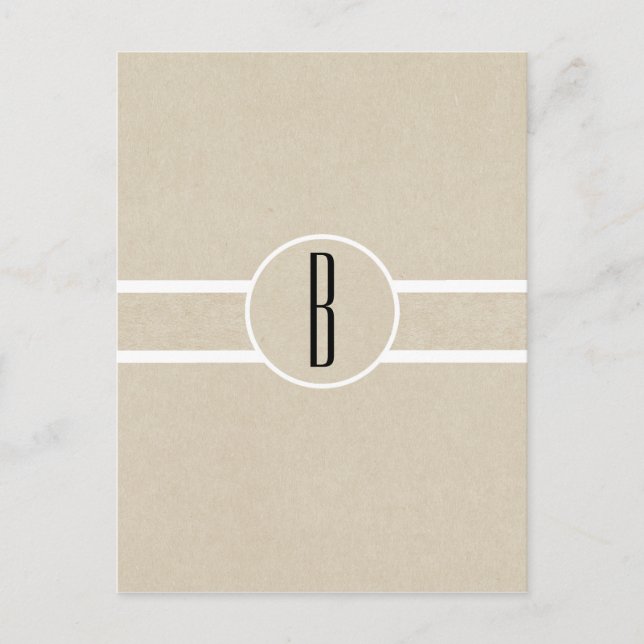 Simple Minimal Kraft Rustic Monogram Flyer Mailer Postcard (Front)