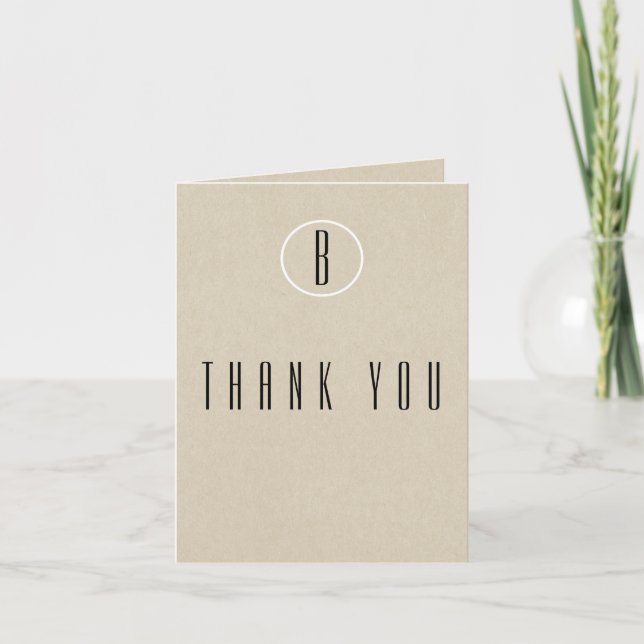 Simple Minimal Kraft Rustic Monogram Thank You (Front)
