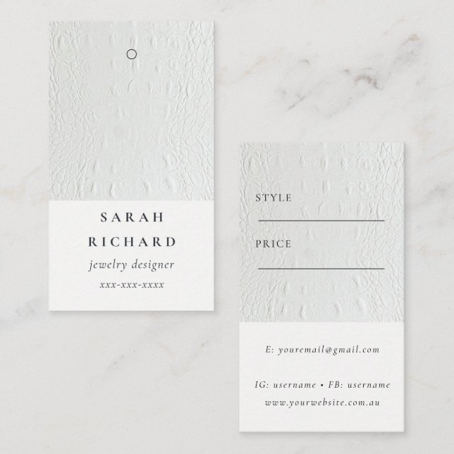 Simple Minimal Leather Texture Price Tag Name (Front/Back)