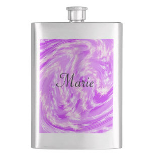 simple minimal light pastel pink add your name th hip flask
