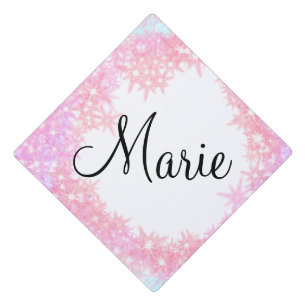 simple minimal light pink add your name girly text graduation cap topper