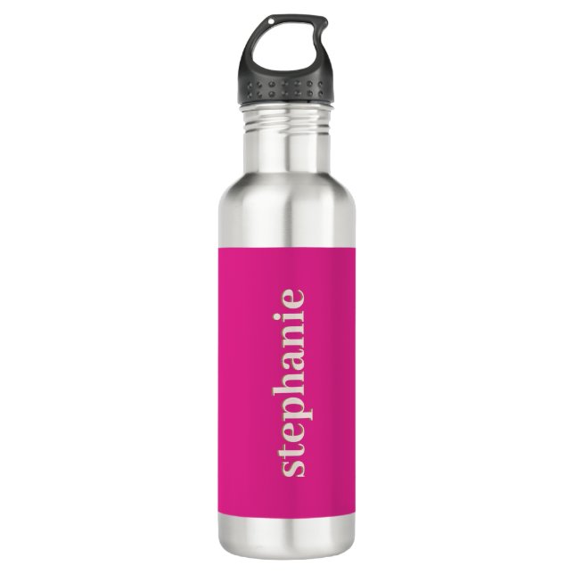 Simple Minimal Magenta Personalized Hot Pink 710 Ml Water Bottle (Front)