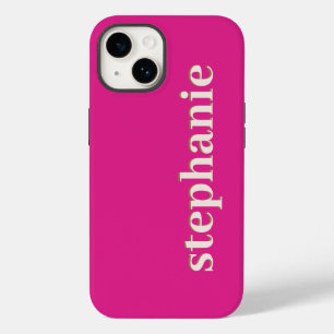 Simple Minimal Magenta Personalized Hot Pink Case-Mate iPhone 14 Case