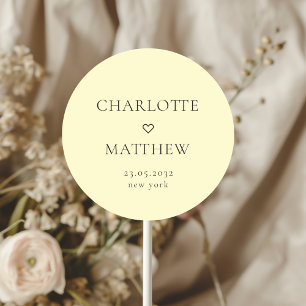 Simple, minimal, mariage cardiaque Sticker rond