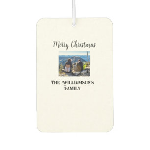 simple minimal merry Christmas add family name tex Air Freshener