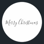 SIMPLE MINIMAL merry Christmas Card Classic Round Sticker<br><div class="desc">design</div>