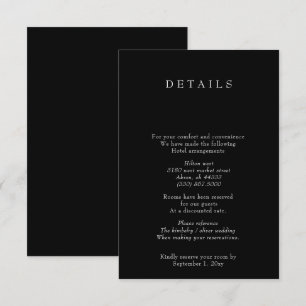 Simple Minimal Modern Black and White Wedding Enclosure Card