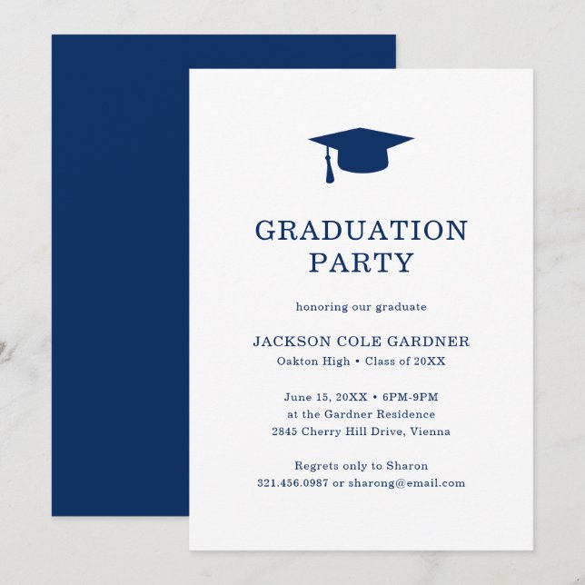 Simple Minimal Modern Graduation Invitation (Front/Back)