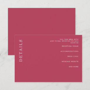  Simple Minimal Modern Magenta Wedding  Enclosure Card