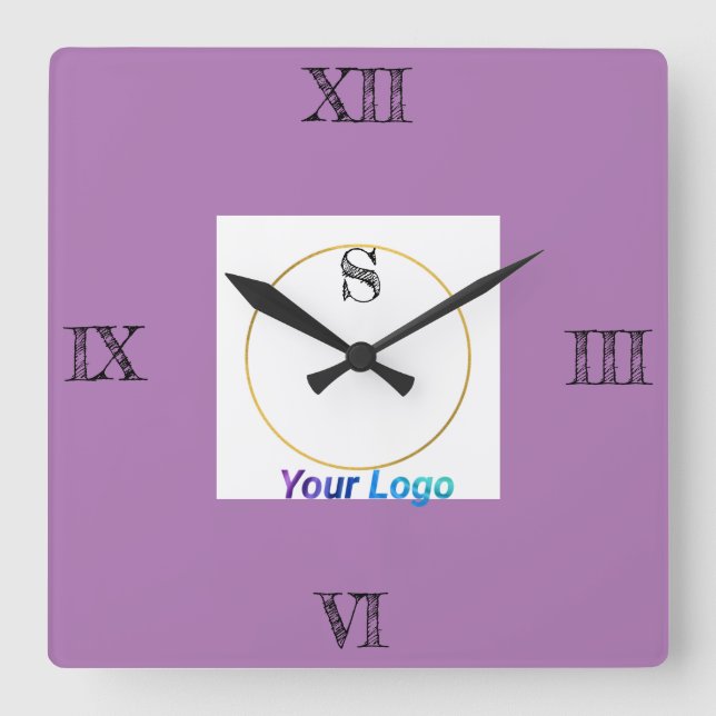 SIMPLE MINIMAL MODERN MONOGRAM ELEGANT STYLE CHIC  SQUARE WALL CLOCK (Front)
