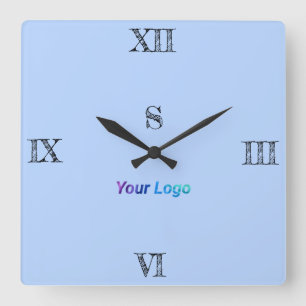 SIMPLE MINIMAL MODERN MONOGRAM ELEGANT STYLE CHIC  SQUARE WALL CLOCK