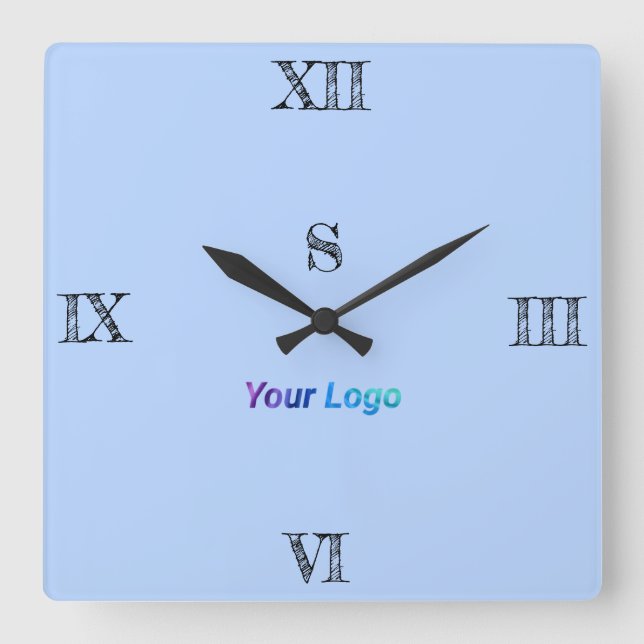 SIMPLE MINIMAL MODERN MONOGRAM ELEGANT STYLE CHIC  SQUARE WALL CLOCK (Front)