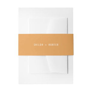 Simple Minimal Modern Names Golden Yellow Wedding Invitation Belly Band