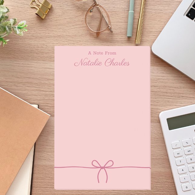 Simple Minimal Modern Pink Bow Trendy Post-it Notes (Creator Uploaded)