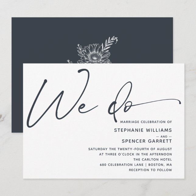 Simple Minimal Modern Script Wedding Invitation (Front/Back)