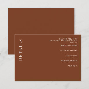 Simple Minimal Modern Terracotta Wedding Enclos Enclosure Card
