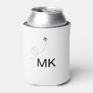 Simple minimal monogram add text travel plane phot can cooler