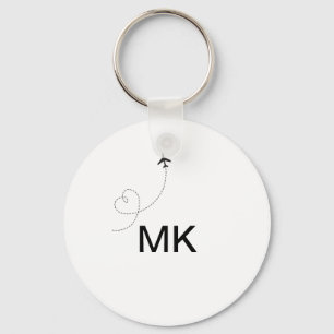 Simple minimal monogram add text travel plane phot keychain