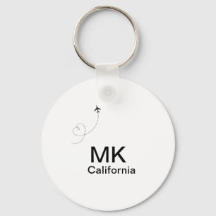 Simple minimal monogram add text travel plane phot keychain
